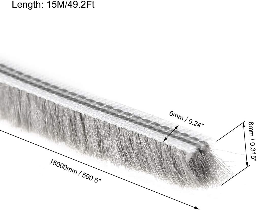 uxcell Cepillo para la intemperie, 49.2ft49.2 pies, ranura para tarjetas, cepillo elástico para ventana de puerta, 0.236 x 0.315inWxH