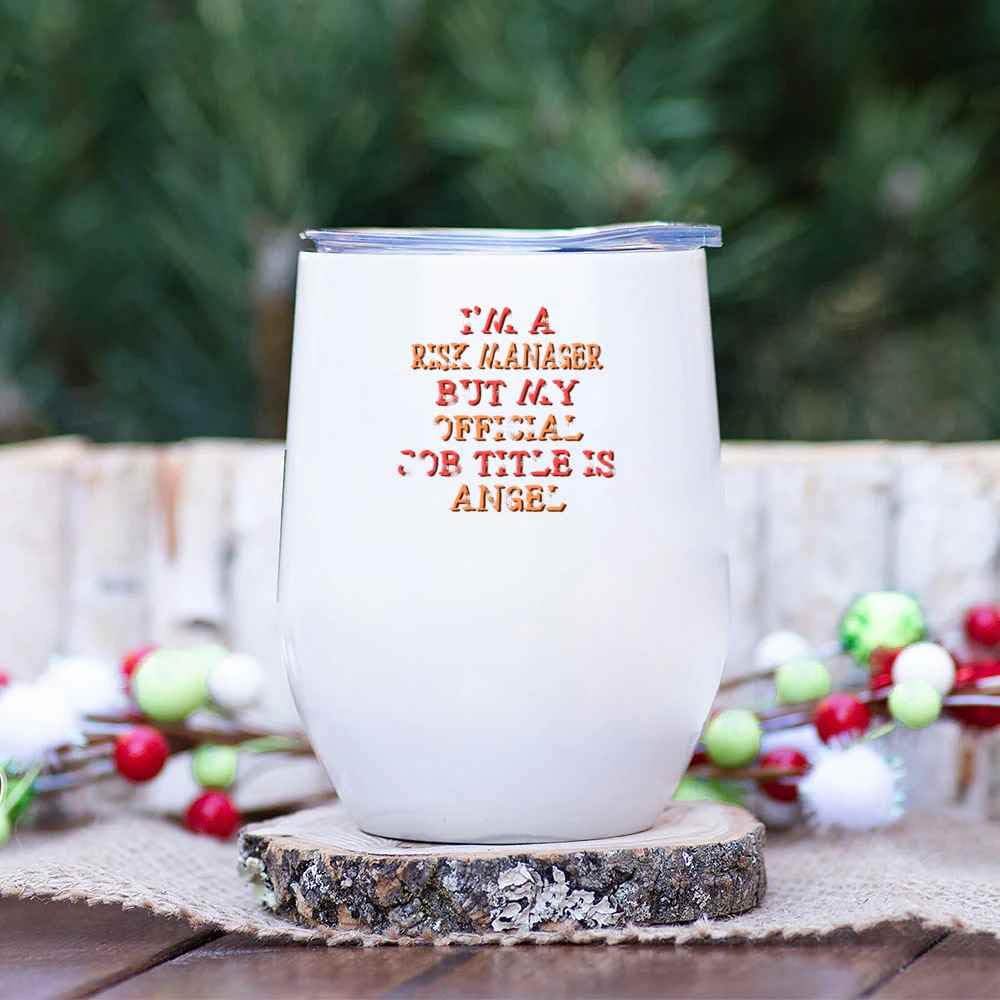 Risk Manager’s Gifts, Ideal for -in-law’s Year – Angel Joke, Funny 12 Oz White Stainless Steel Wine Tumbler