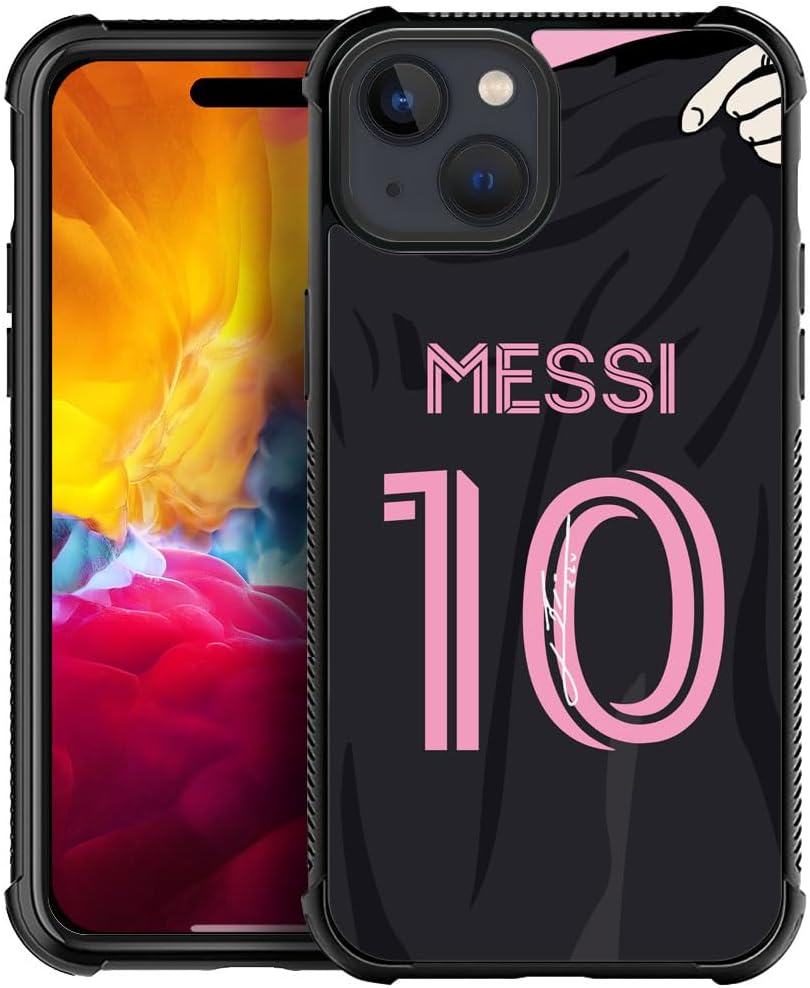 HenOK Funda compatible con iPhone 15 Plus, HS American Soccer Jersey 001, diseño retro con antideslizante, a prueba de golpes, protección de placa