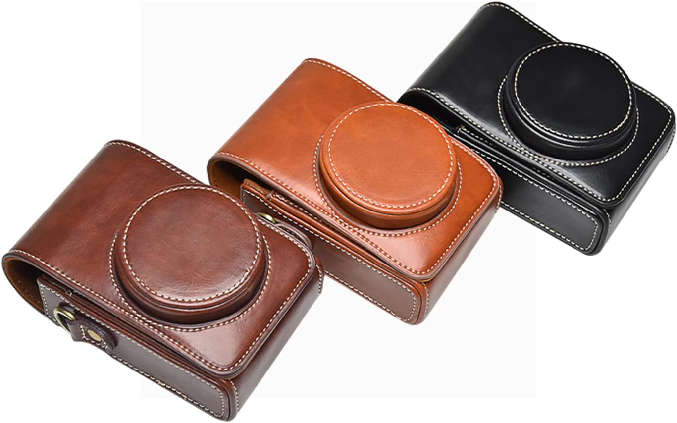 Rieibi Funda para cámara Sony RX100 Series, Sony ZV-1 ZV1, Ricoh GR III GR 3, Panasonic LX10 Lumix DMC-LX10, funda vintage de piel sintética para