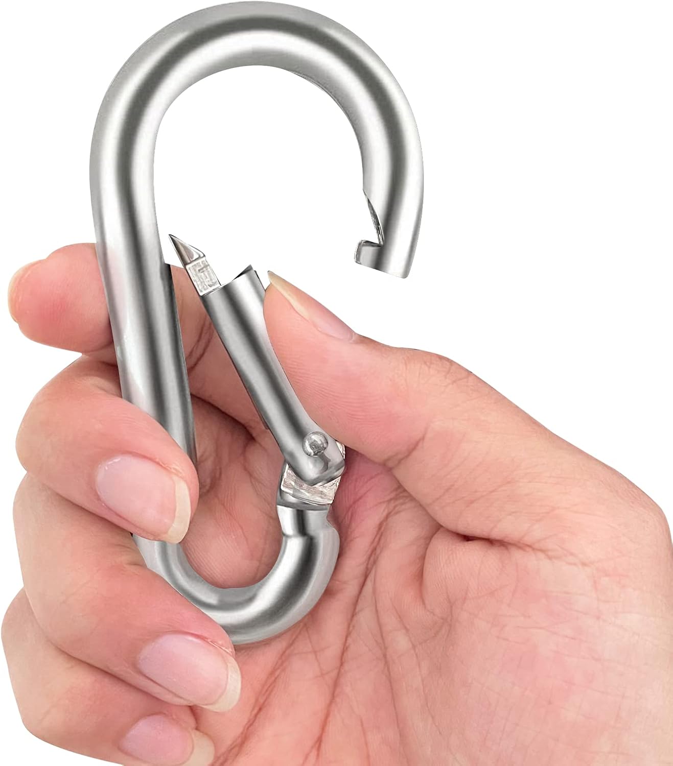 Mosquetón de acero inoxidable resistente con resorte de resorte, clip de mosquetón de acero inoxidable 304 de alta calidad para colgar, gimnasio,
