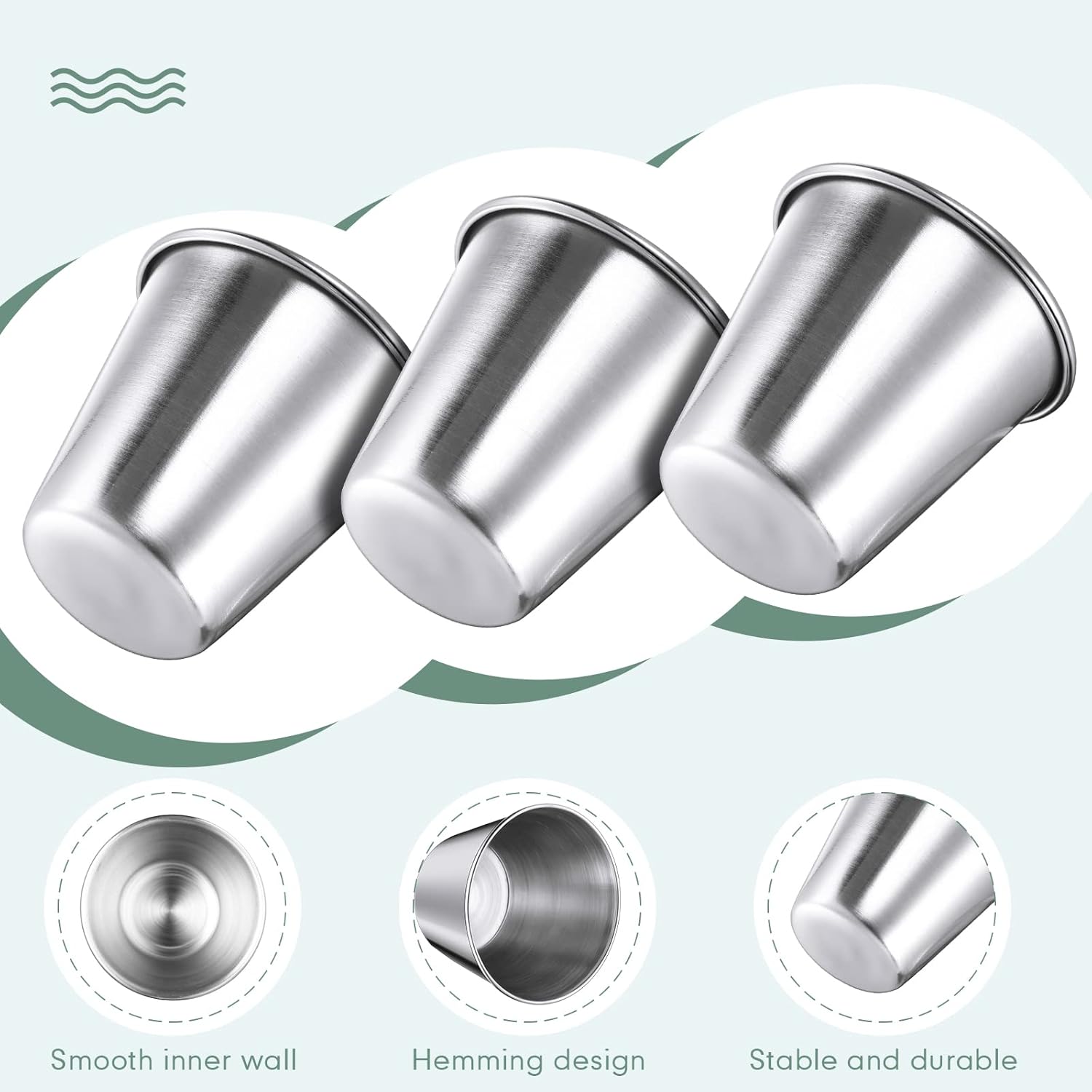 100 piezas de 1.5 oz Ramekins de metal para salsa, tazas de condimento de acero inoxidable, tazas pequeñas de metal para cocina, restaurante,