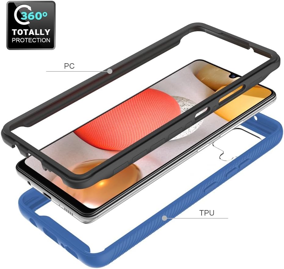 Asuwish Funda de teléfono para Samsung Galaxy A42 5G con protector de pantalla de vidrio templado y soporte delgado, funda protectora híbrida