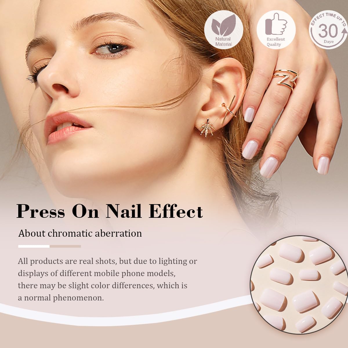 24 piezas de uñas postizas cuadradas cortas de color blanco leche, uñas postizas acrílicas con pegamento en uñas artificiales, color sólido