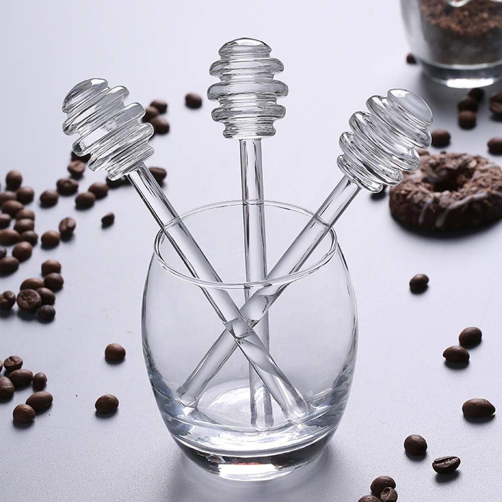 2 palitos de cristal de miel de 6 pulgadas, palitos para agitar, cuchara de miel, agitador, varita de miel para recipientes de tarro de miel,