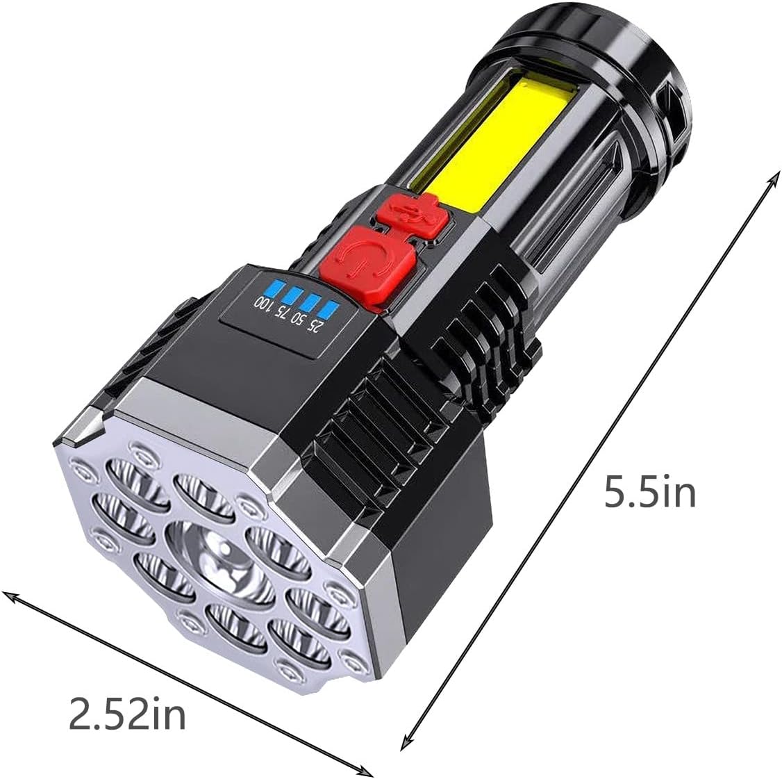 Flashlights High Lumens, Rechargeable LED Flashlight, Super Bright Flashlights 100000 Lumens with 9 LED Light, 4 Modes Handheld Flashlights for