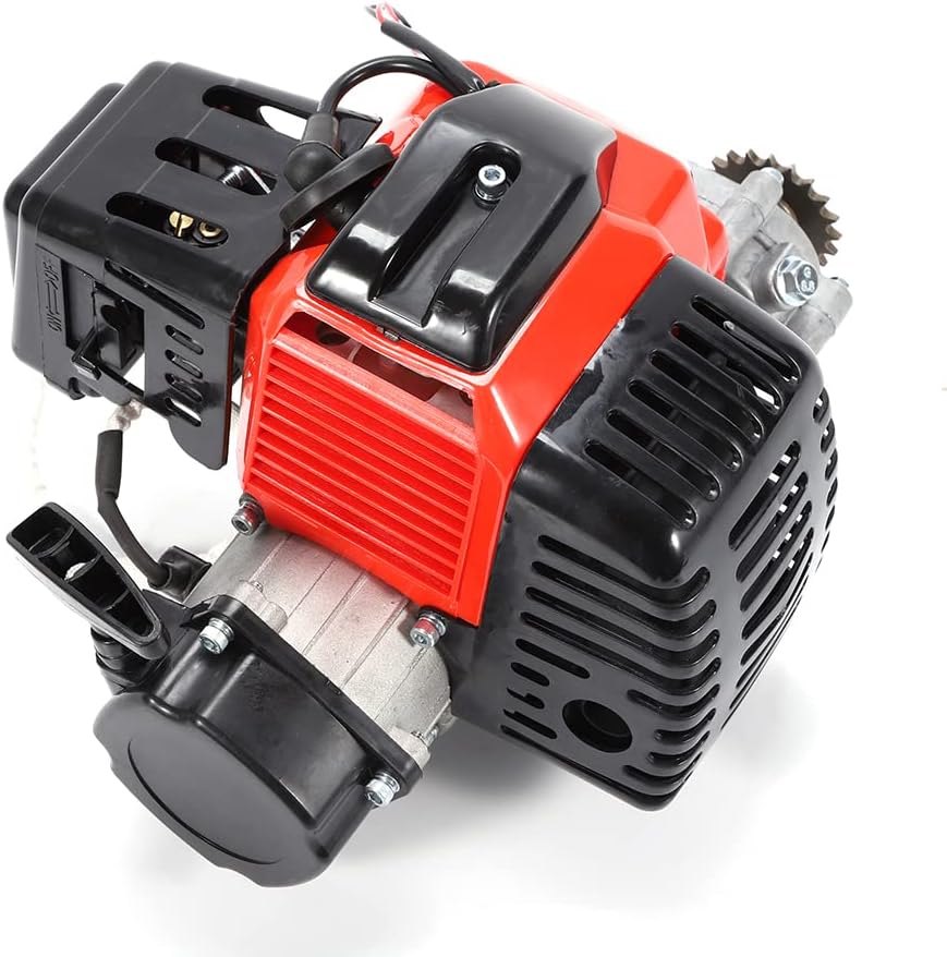 CNCEST Motor completo de 2 tiempos de 49 CC, arranque de motor de un solo cilindro refrigerado por aire, perfecto para bicicletas de bolsillo,