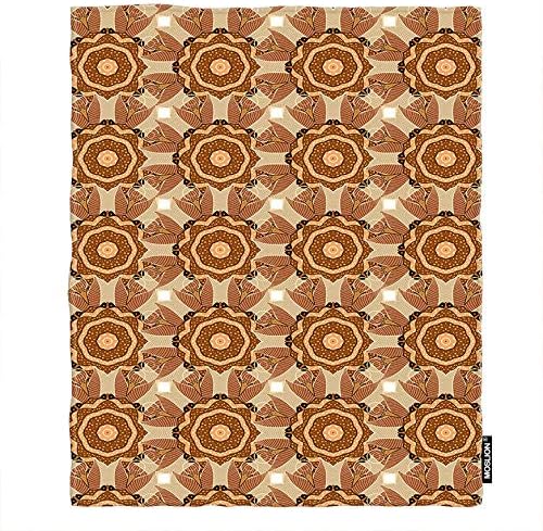 Moslion Soft Cozy Throw Blanket Tan and Brown Ethnic Ottoman Brown Beige Orange Fuzzy Warm CouchBed Blanket for AdultYouth Polyester 60 X 80