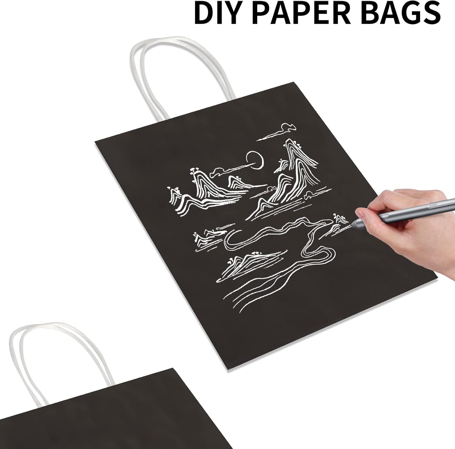 Paquete de 100 bolsas de papel kraft negras medianas de 8 x 4.75 x 10 pulgadas con asas a granel, bolsas de papel de estraza de Toovip para regalo,