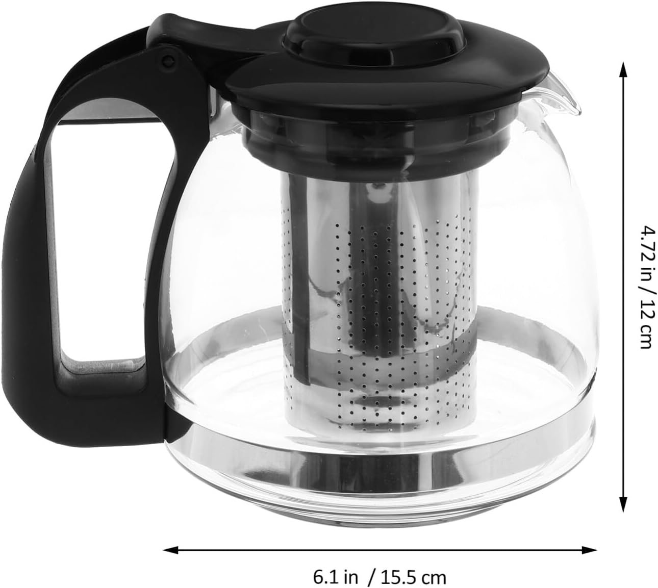 SOLUSTRE Tetera de vidrio de 23.7 fl oz con infusor extraíble de acero inoxidable y asa, tetera con tapa para té de hojas sueltas