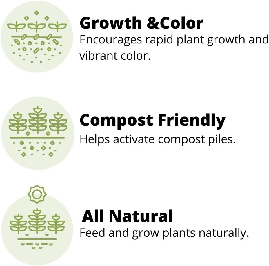 Earth Science Alimento natural para plantas de harina de sangre – Alimenta y cultiva plantas naturalmente – Activa pilas de abono – Color vibrante –