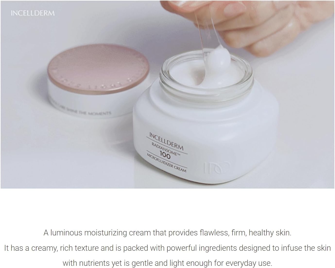 INCELLDERM Radiansome 100 Premium Korean K-Beauty Skin Care Set tóner esencial microfluidizador (3.3 fl oz), ampolla (1 fl oz), crema (1.7 fl oz)