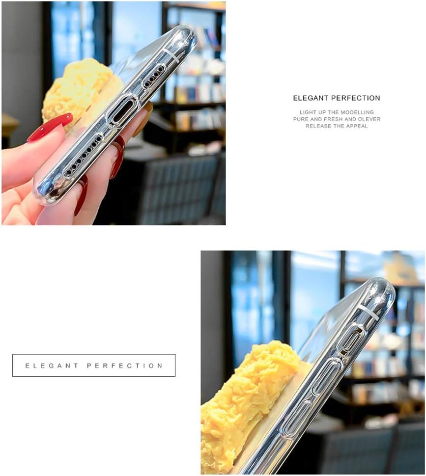 Laugwey Funda protectora para iPhone, bonita y divertida funda protectora de TPU suave transparente con forma de pata de pollo frito 3D súper real y