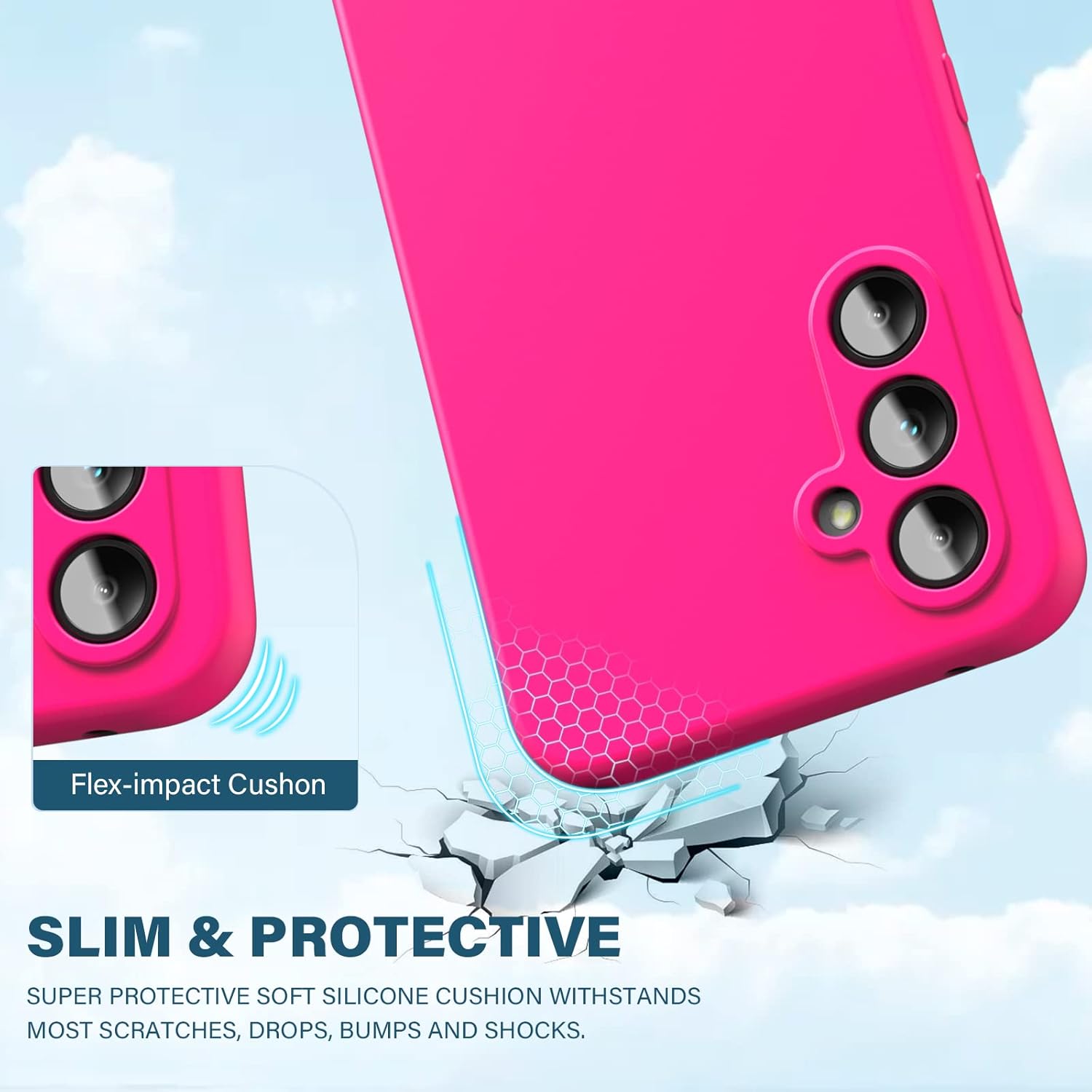 ZUSLAB Funda de silicona compatible con Samsung Galaxy A54 5G 2023, 1 protector de pantalla de vidrio templado, funda de goma TPU de cuerpo completo