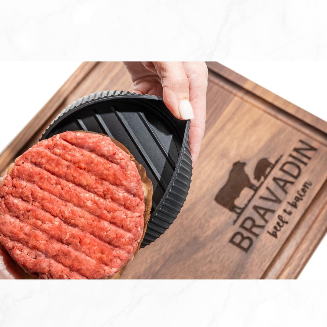 Hamburguesa Prensa para hacer hamburguesas con 100 papeles sin blanquear, prensa de hamburguesa para hamburguesas perfectas de 4.5-6 pulgadas, molde