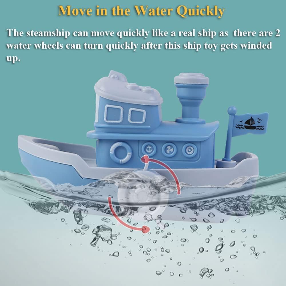 Juguete de baño de barco de vapor de cuerda para bañera, juguete de bañera de vapor, juguete de agua, mecánica, barco, piscina, juguete modelo de