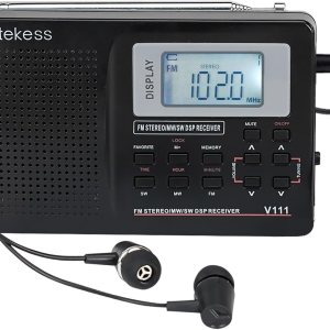 Radio portable TIVDIO V-111 de onda corta para viaje con sintonía AMFM estéreo reloj y alarma Radio portable TIVDIO V-111 de onda corta para viaje con sintonía AMFM estéreo reloj y alarma