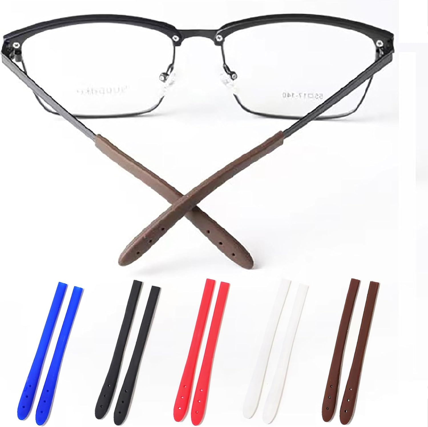Puntas de extremo de las patillas para lentes antideslizantes, funda de tubo de silicona suave, retenedores de repuesto para patas planas de metal