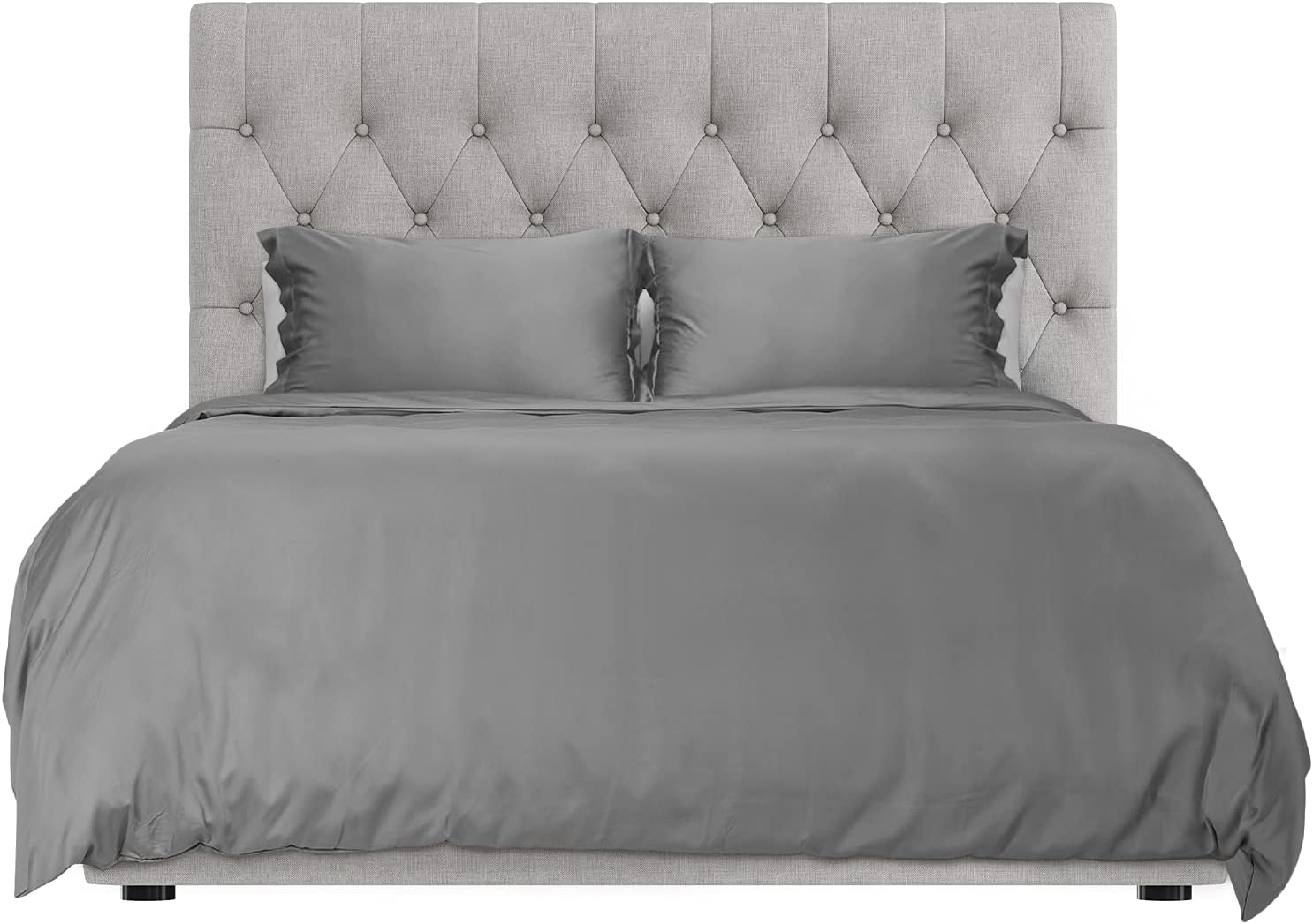 Hotel Sheets Direct Juego de funda de edredón y ropa de cama, juego de 3 piezas, gris oscuro, tamaño matrimonial