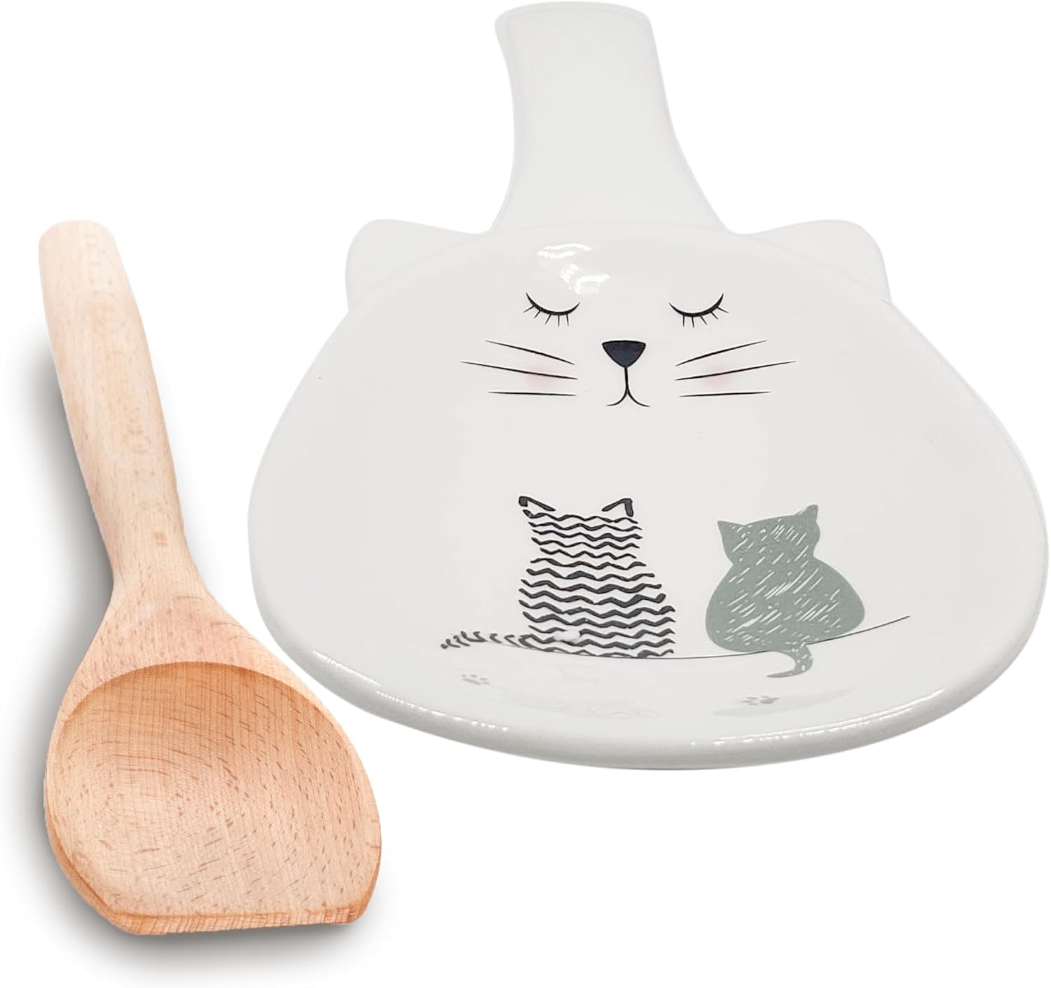 Lindo soporte para cucharas para gatos  Añade sonalidad a tu cocina con encantador arte de gatito  Soporte único de cuchara de cerámica para