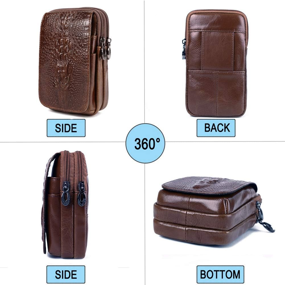 Bolsa inteligente de cuero genuino, soporte para célula, funda táctica, funda de transporte para cinturón, bolsillo para cintura de hombre para