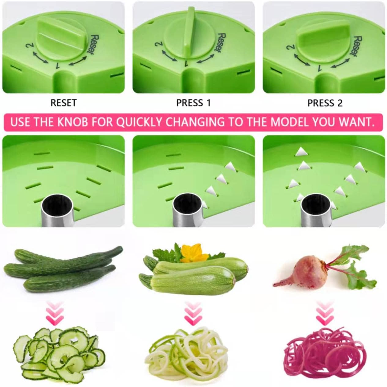 Espiralizador de verduras 3 en 1, cortador de verduras de mano para preparar espaguetis de calabacín, espiralizador para fideos vegetarianos,