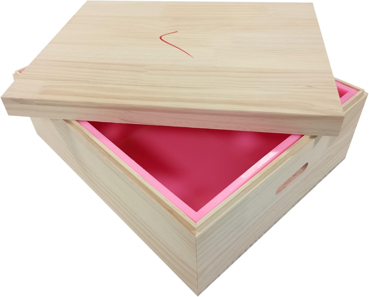 Molde de jabón de silicona de gran tamaño con estuche de madera de 32 libras, 512 onzas, 14.5 L, molde de losa de silicona con tapa de caja de