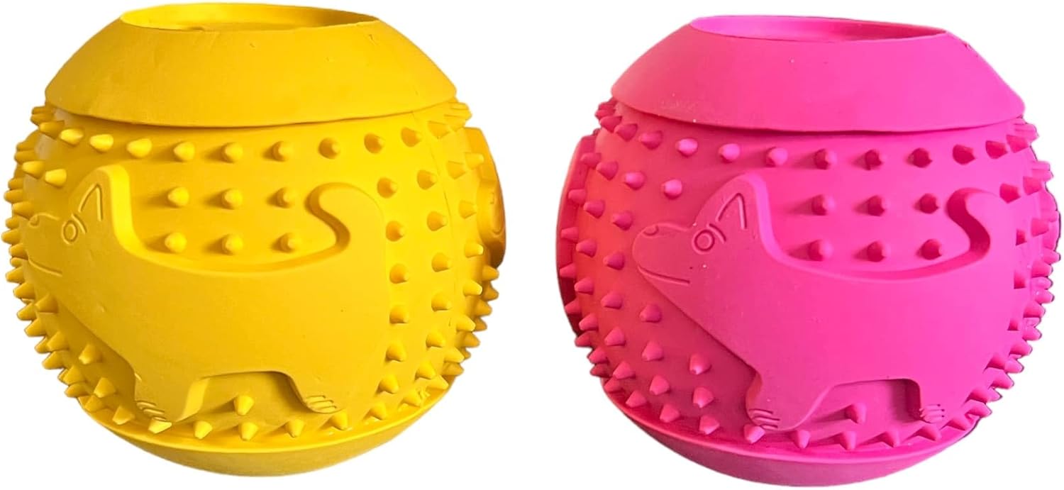 Feed N’ Fetch Paquete de 2 comederos interactivos para perros y limpiador de dientes (razas pequeñasmedianasmedianas)