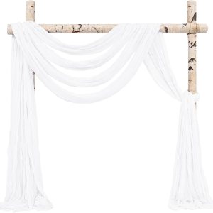 Tela de gasa para arco de boda, 4 paneles de 20 pies, cortina de tela de gasa blanca para boda, ceremonia, arco, escenario, fiesta, decoración de Tela de gasa para arco de boda, 4 paneles de 20 pies, cortina de tela de gasa blanca para boda, ceremonia, arco, escenario, fiesta, decoración de