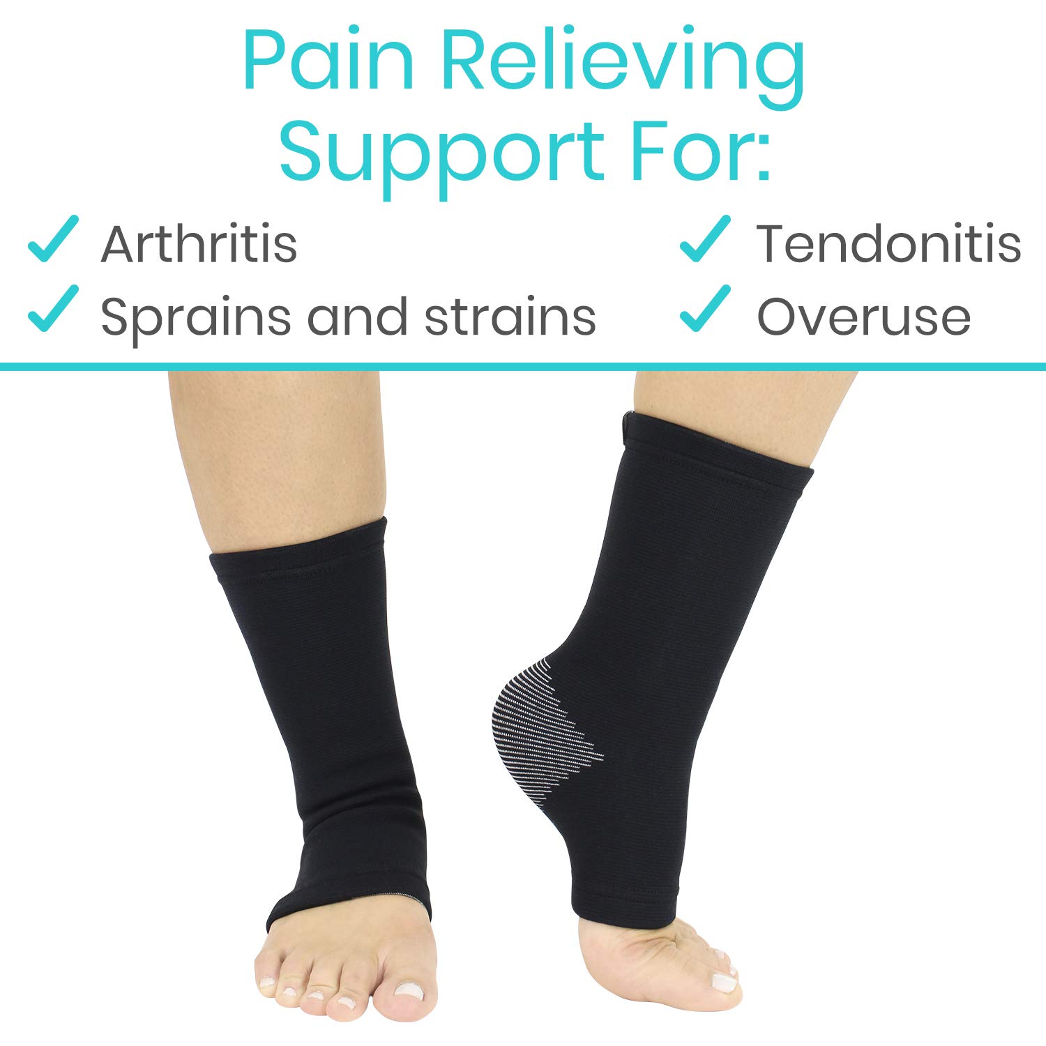Vive Calcetines de compresión de tobillo para mujeres y hombres (par)  Manga de tobillo con soporte estabilizador elástico para fascitis plantar,