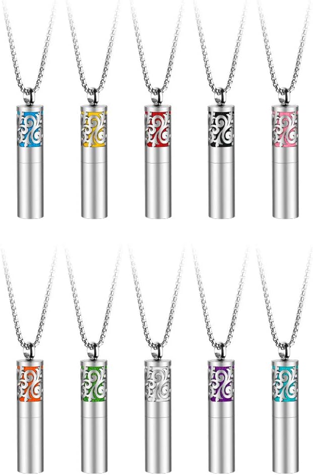 Maromalife Collar de aceite esencial para mujer, collares difusores de acero inoxidable 316L, colgante difusor con 10 almohadillas de fieltro,