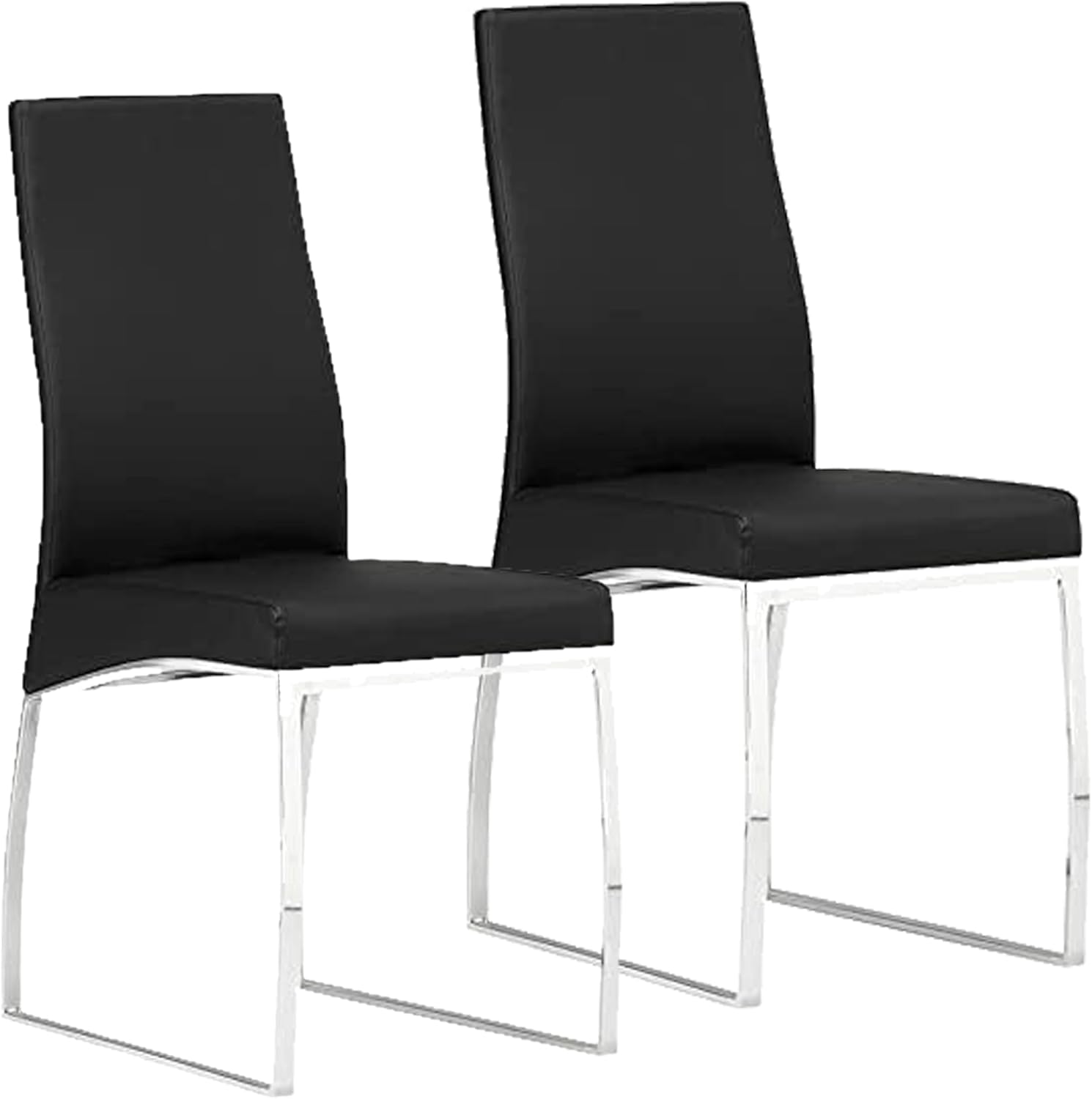 Uptown Club Kratz – Juego de 2 sillas de comedor de piel sintética con elegante tapicería de cuero sintético, patas de acero inoxidable cepillado,