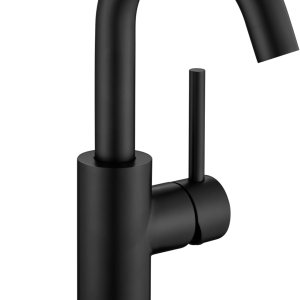 Jodulos – Grifo de barra negra de un solo agujero, grifo de fregadero de barra negra mate con placa de cubierta y líneas de suministro, grifo de Jodulos – Grifo de barra negra de un solo agujero, grifo de fregadero de barra negra mate con placa de cubierta y líneas de suministro, grifo de