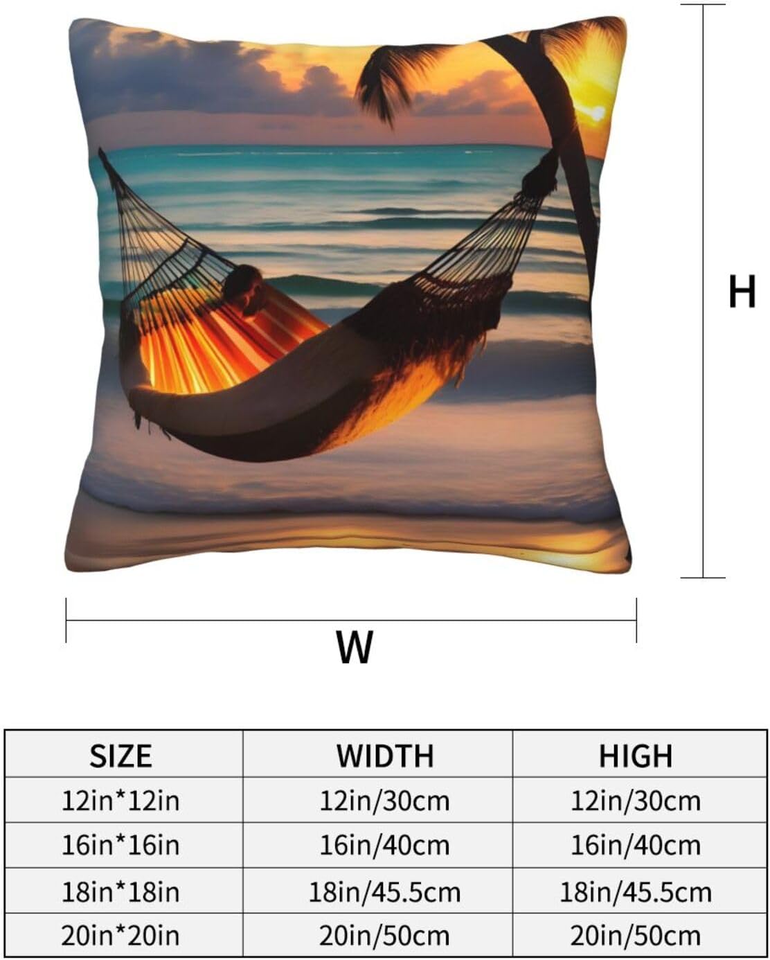 Hamaca de playa con diseño de puesta de sol, fundas de cojín decorativas para sofá, cama, sofá, sala de estar, dormitorio, automóvil