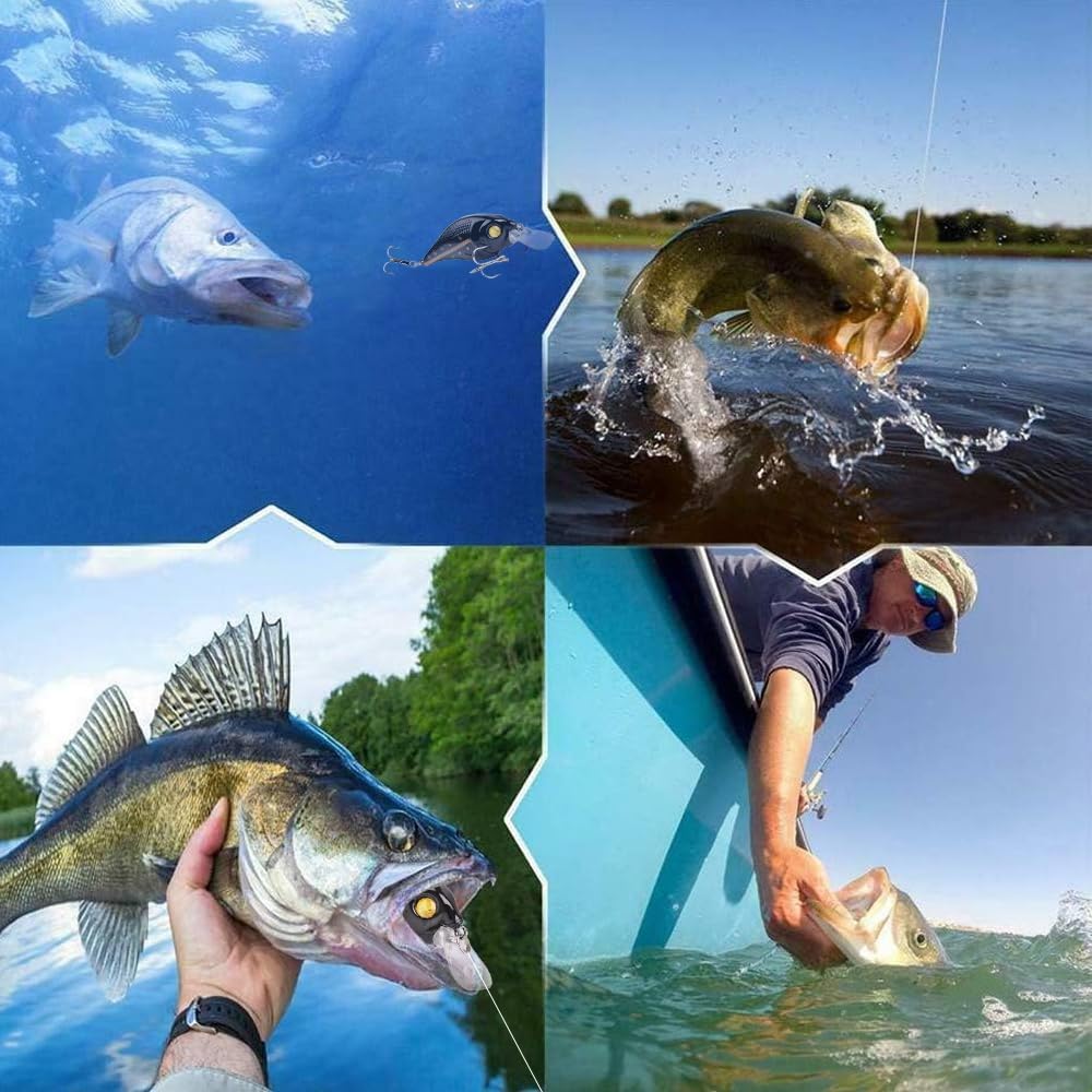Naiveferry Kit de 5 señuelos de crankbait, kit de señuelos de pesca Crankbait con ganchos agudos, señuelos de pesca para aparejos falsos, accesorios