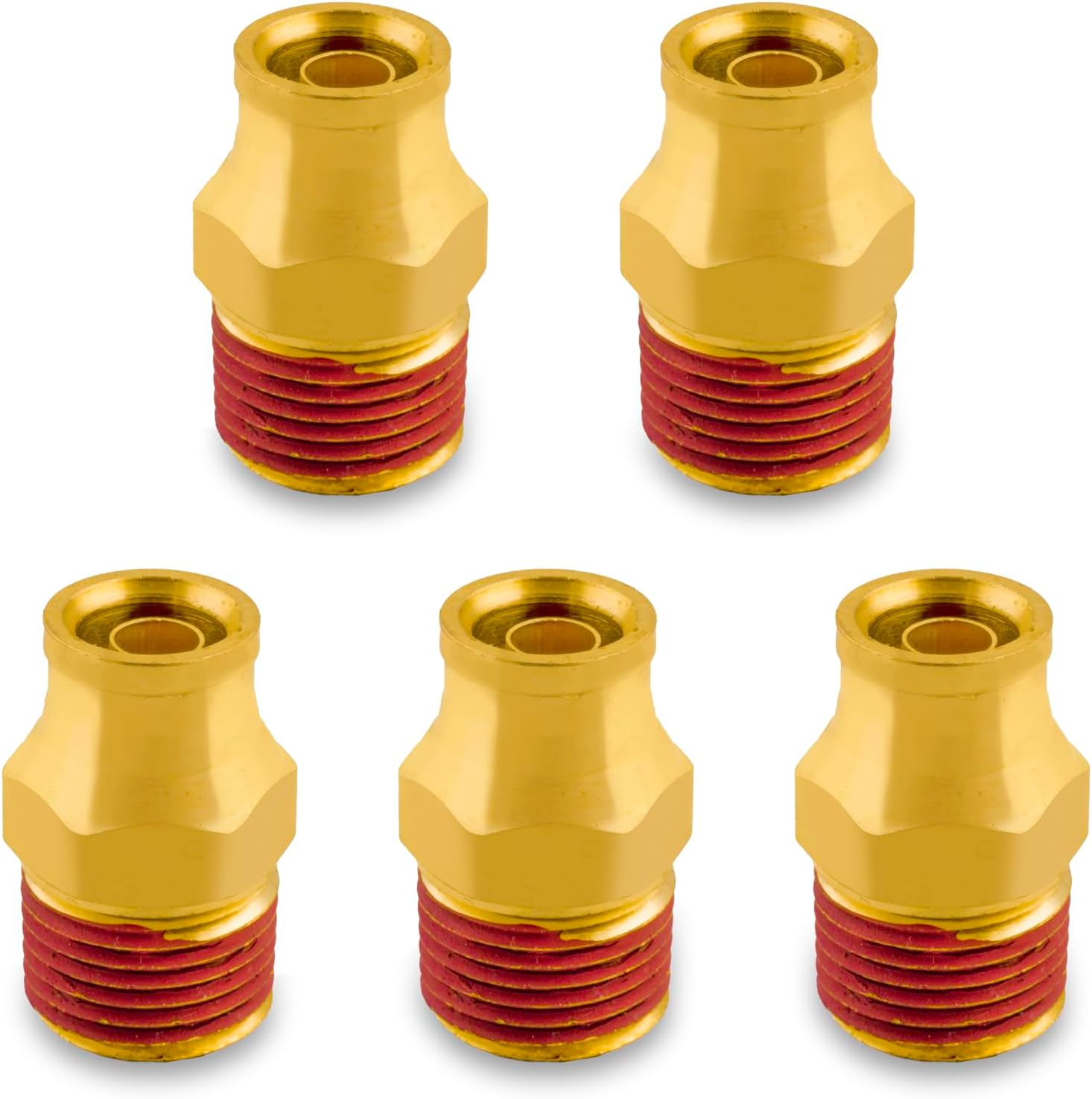 5 accesorios de aire DOT de latón de 38 pulgadas, accesorios de empuje para conectar, tubo macho recto de 38 pulgadas OD x 38 pulgadas NPT línea de