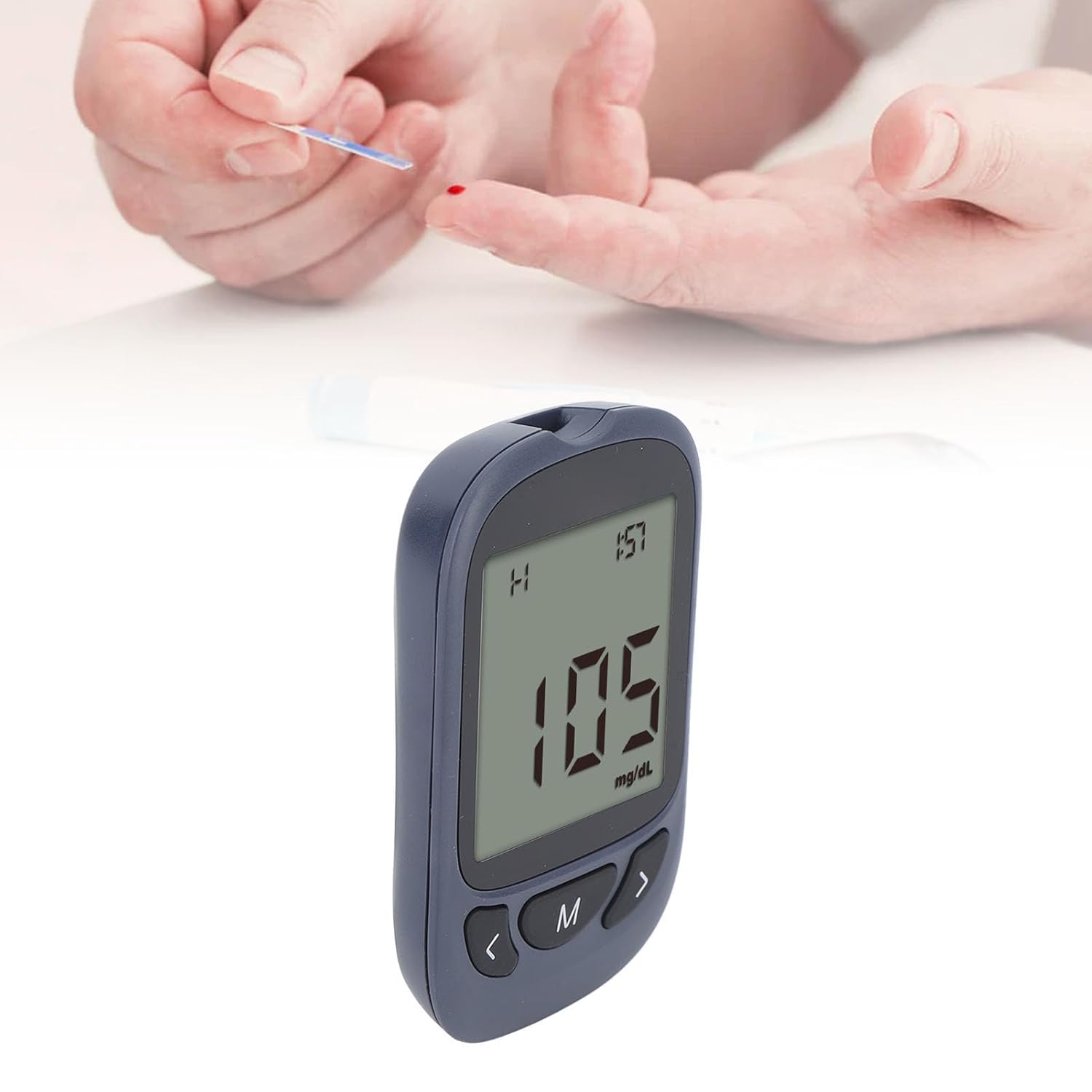 Medidor de glucosa en sangre, kit de prueba de diabetes, 50 tiras de prueba + 50 lancetas de identificación automática de alta precisión de datos de