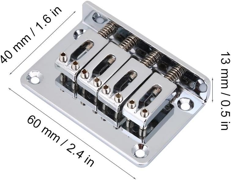 Bnineteenteam Puente de guitarra eléctrica de metal fijo Hardtail Saddle Bridge para 4 cuerdas Cigarbox Guitarra eléctrica Bajo Ukelele con juego de