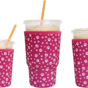 Pack de 3 mangas reutilizables para café helado, funda aislante LOVAC para bebidas frías, soporte de taza de neopreno para café Starbucks, café Pack de 3 mangas reutilizables para café helado, funda aislante LOVAC para bebidas frías, soporte de taza de neopreno para café Starbucks, café