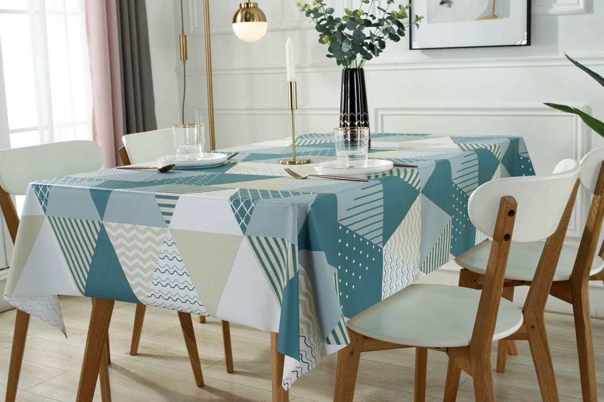 DUOFIRE Mantel de vinilo rectangular pesado, cubierta de mesa fácil de limpiar e impermeable