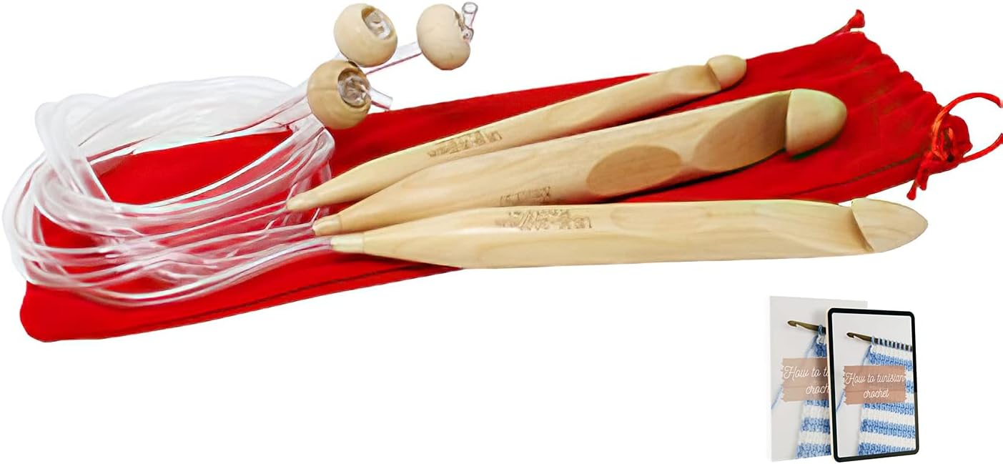 KnitPal Ganchos de madera afganos gigantes de 47 pulgadas (47.2 in) para ganchillo y tejido tunecino, para mantas afganas de bebé, 3 ganchos gruesos