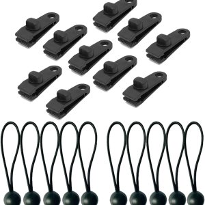 20 cables elásticos con clip resistente al viento para automóvil, cubierta resistente al viento, clip de fijación para tienda de campaña, hebilla de 20 cables elásticos con clip resistente al viento para automóvil, cubierta resistente al viento, clip de fijación para tienda de campaña, hebilla de