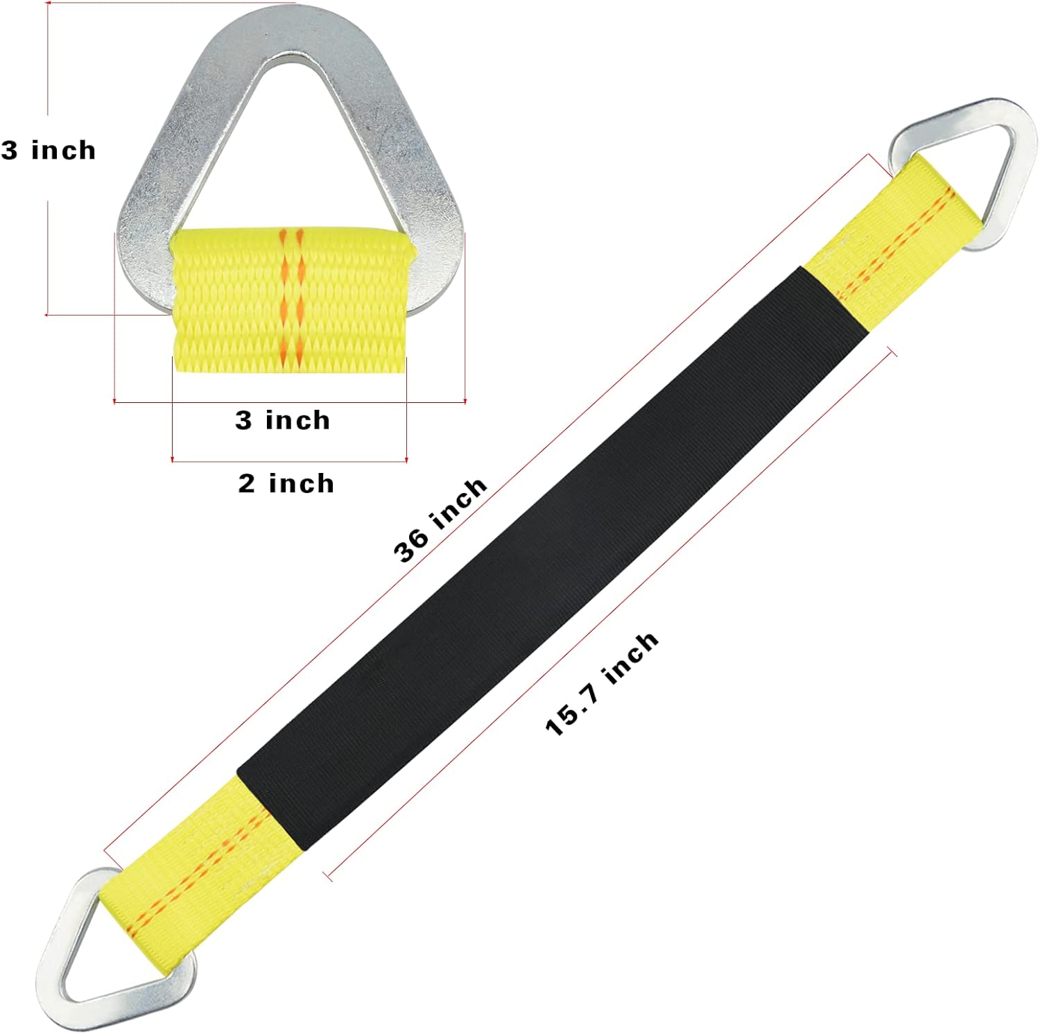 XSTRAP STANDARD Paquete de 4 correas de eje de 36 x 2 pulgadas con funda protectora y anillo en D para asegurar el transporte del automóvil, correas