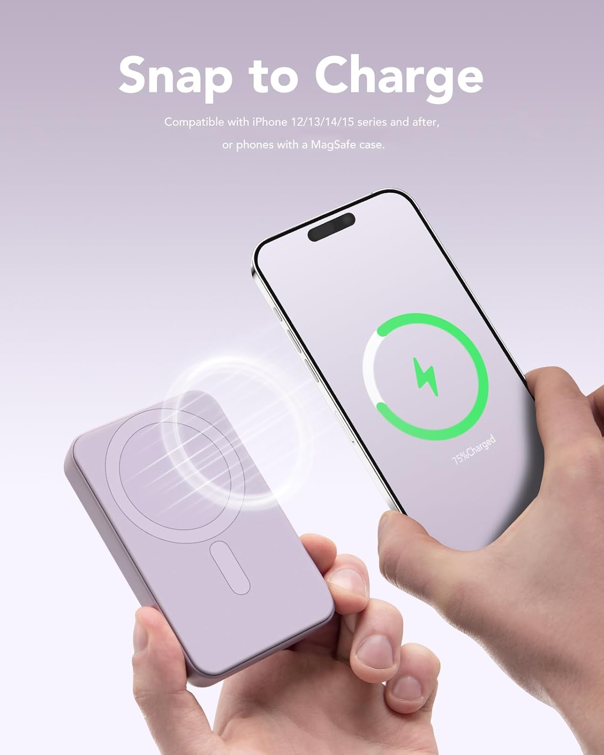 Snap Power Bank, batería MagSafe de 10000 mAh 20 W compatible con un soporte plegable, carga rápida y banco de energía magnético portátil,