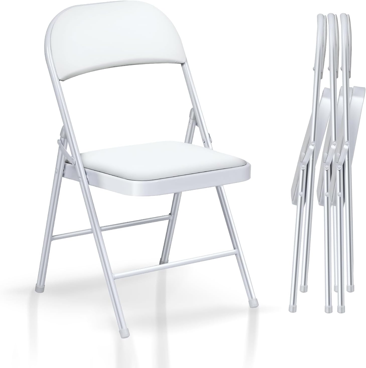 Fenbeli Sillas plegables con asientos acolchados, paquete de 4 sillas plegables acolchadas con marco de acero para el hogar y la oficina, eventos en