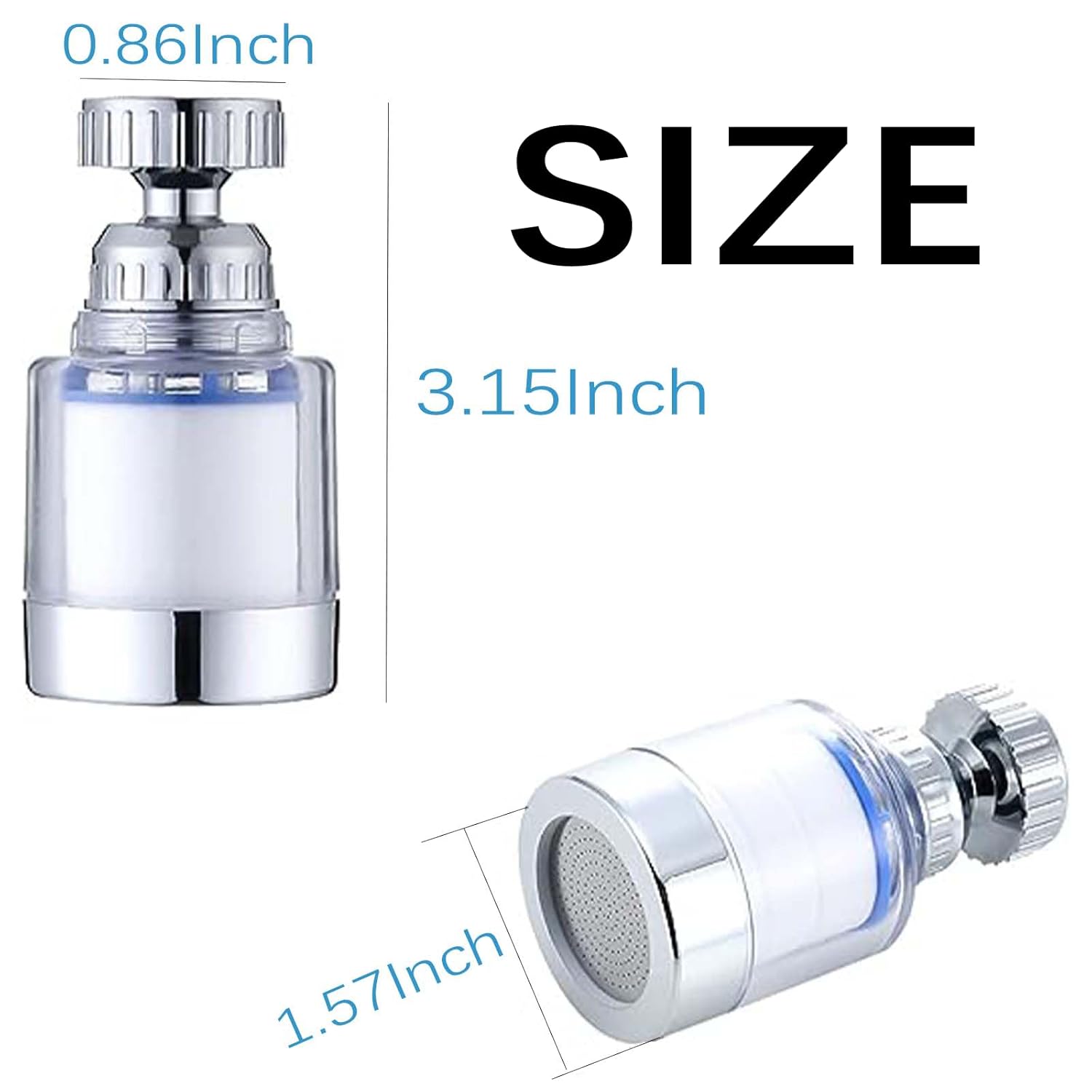 Filtro de grifo de baño giratorio de 360 con 2 elementos de filtro, elimina metales pesados y filtro de grifo de agua para fregadero de agua dura