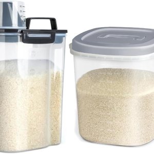 Recipientes herméticos de almacenamiento de alimentos secos de arroz, dispensador de contenedores sellados de plástico sin BPA de 5 libras y 20 Recipientes herméticos de almacenamiento de alimentos secos de arroz, dispensador de contenedores sellados de plástico sin BPA de 5 libras y 20