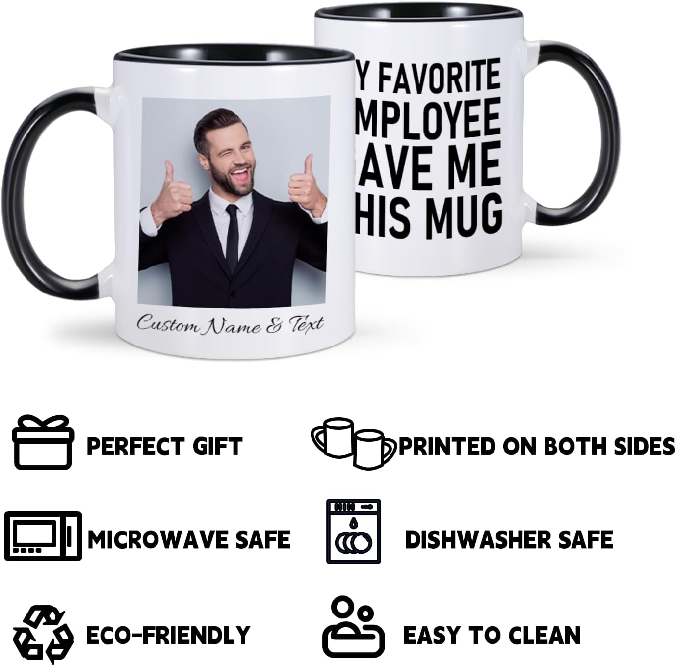 Employee Gave Me This – Taza de café personalizada con texto fotográfico, divertida taza de café de jefe para mujeres y hombres, regalos