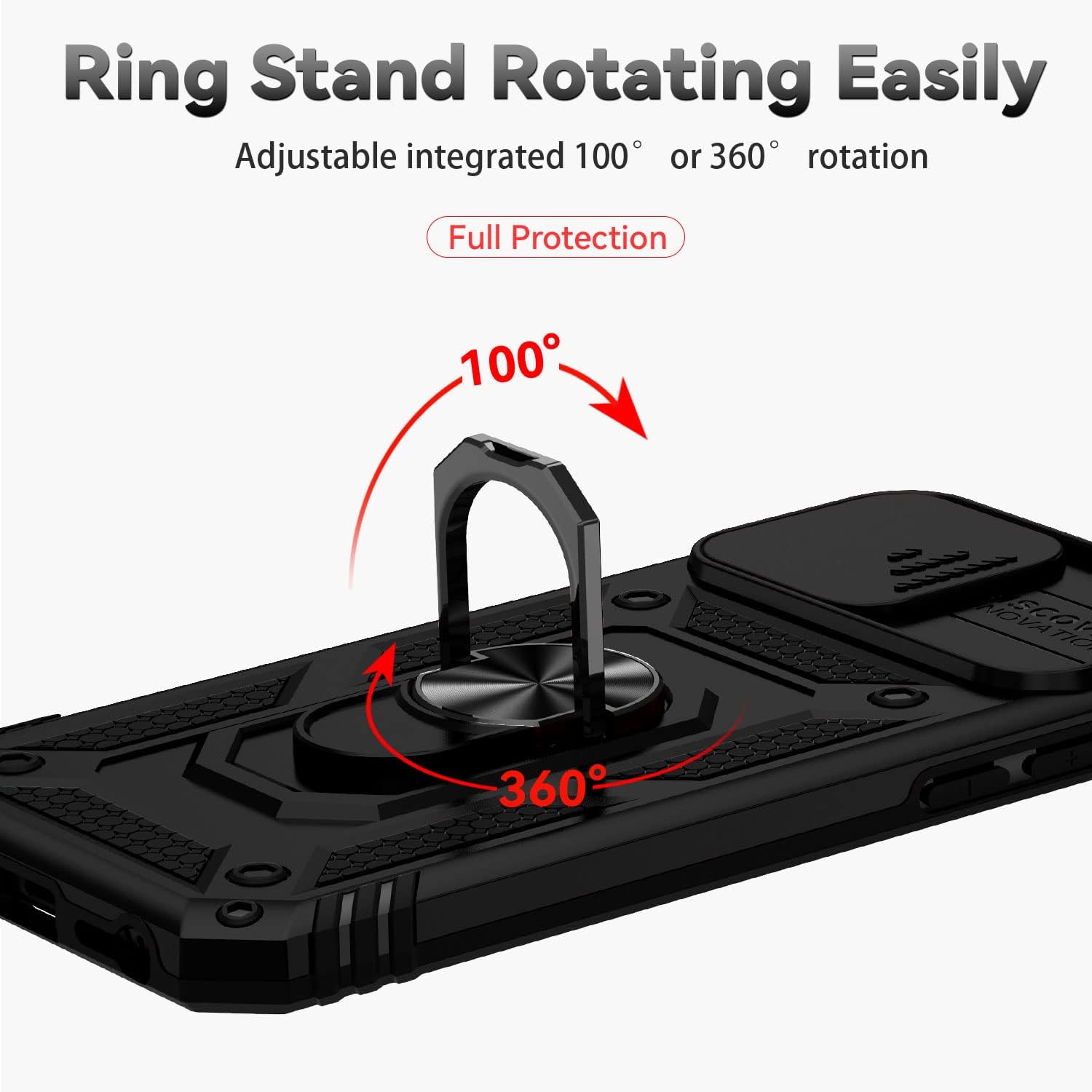 YZOK Funda para iPhone 8 Plus, iPhone 7 Plus, iPhone 6 Plus, con cubierta deslizante para cámara + protector de pantalla HD, soporte de anillo