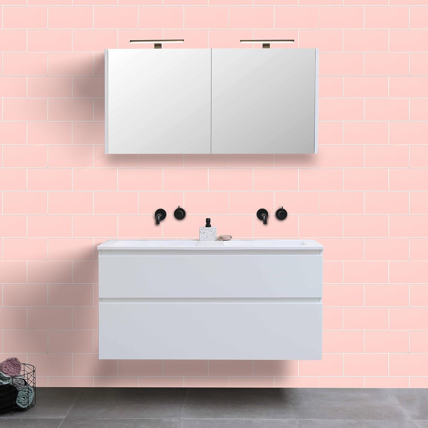 10 hojas de azulejos en muro con adhesivo enmarcado en azulejos de pared para cocina, baño, chimenea, caravanas y más (11.9 x 12.2 pulgadas, rosa